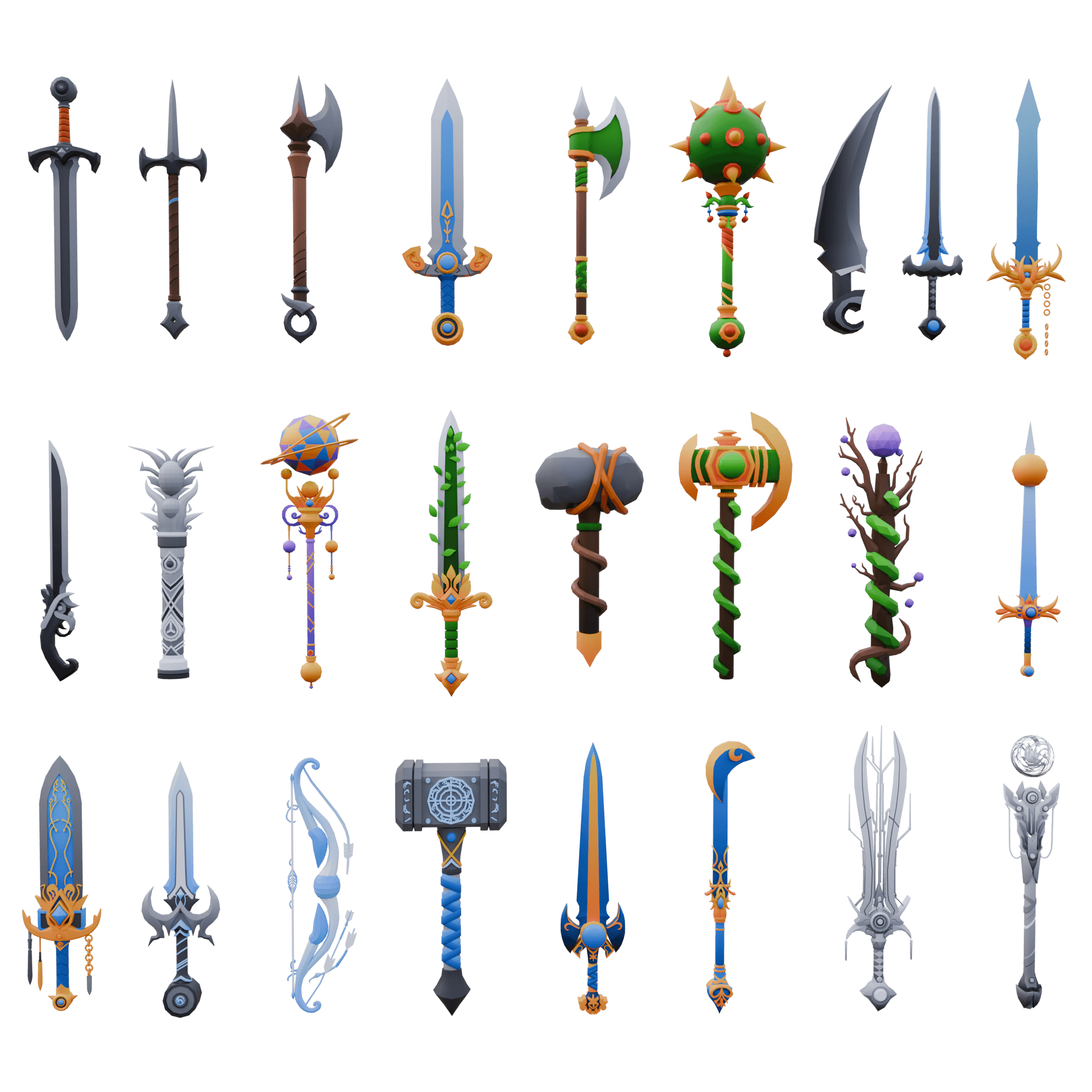 Fantasy sword 3D asset collection