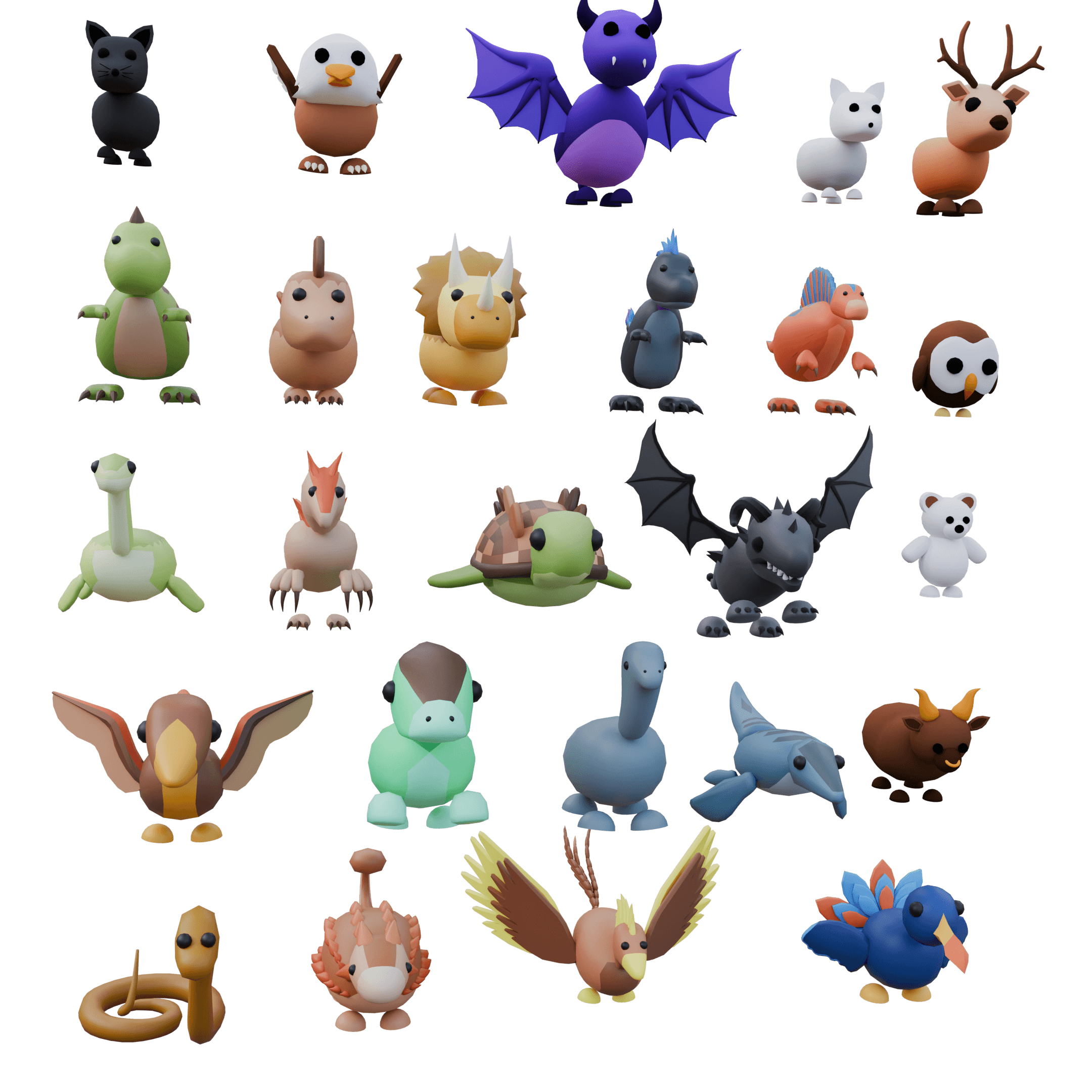 Stylized pet character 3D models