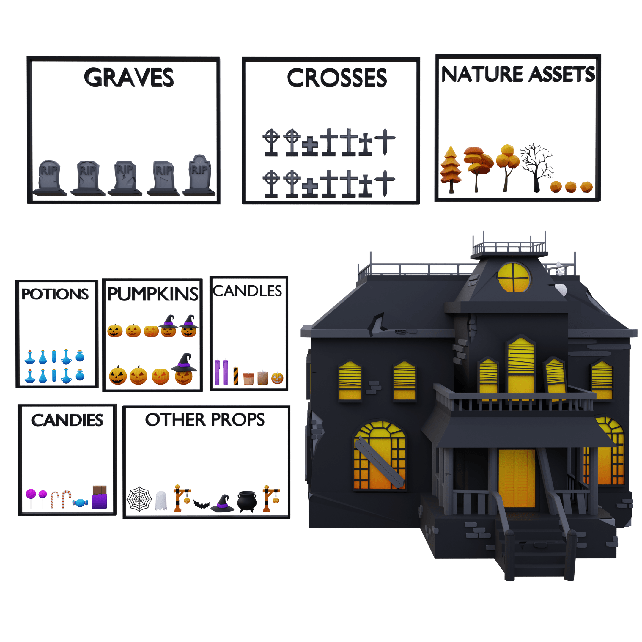 Halloween themed 3D game asset pack